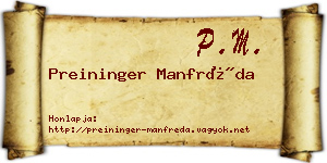 Preininger Manfréda névjegykártya